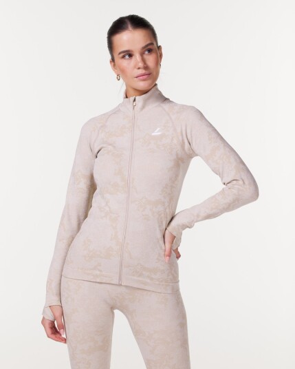 LEVITY Camo Seamless Zip Up Greige Camo - M