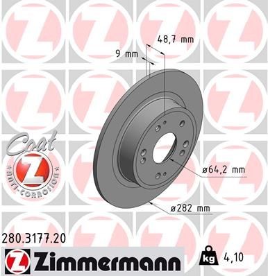 Bremseskive ZIMMERMANN 280.3177.20