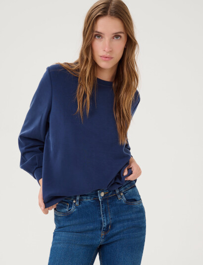 My Essential Wardrobe 23 The Sweat Blouse - Navy - XS