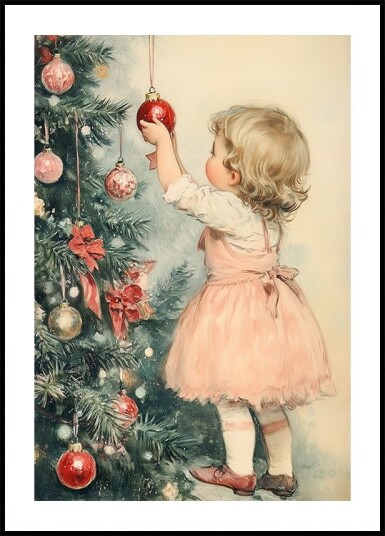 Young Girl At Christmas Eve Poster Plakat / 21x30cm