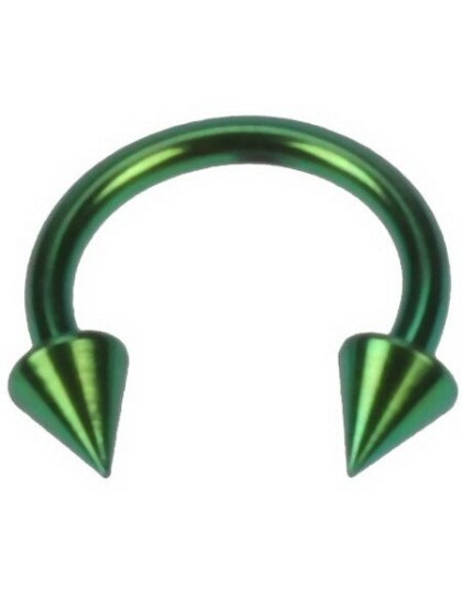 Utgått Rund Grønn Øyenbrynspiercing med Spike Kuler 12 x 8 mm