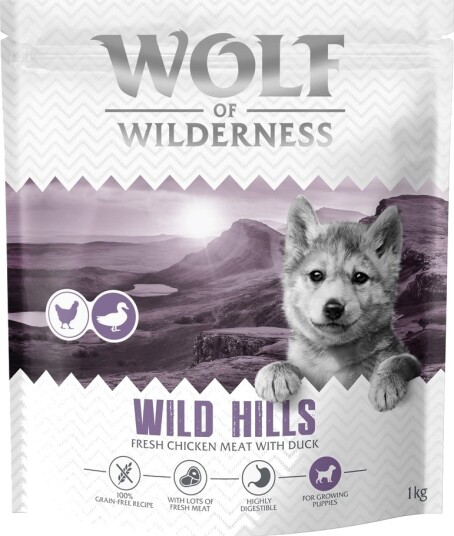 Wolf Of Wilderness Tørrfôr Junior Wild Hills And Kornfri Ny Oppskrift 1 kg