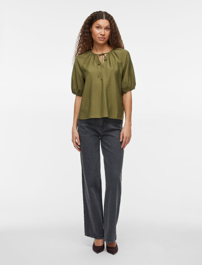 Vila Viclo 2/4 V-Neck Top - Noos - Khaki green - 34