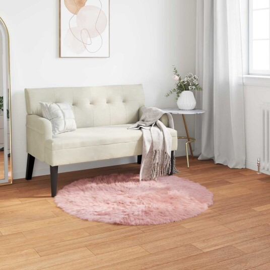 Faux Skinnmatte Tafalla Rosa Ø 80 cm Polyester
