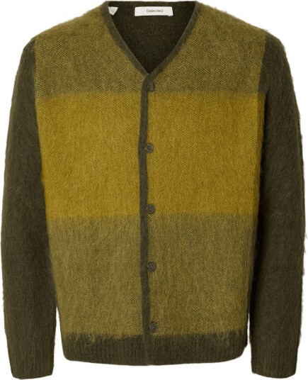Selected Slmrai Ls Knit Block Cardigan Green XXL