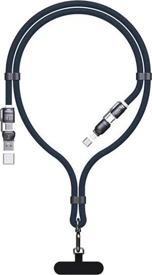 Dudao L20Max 65W 4-in-1 Cable with Lanyard USB-C to USB-C with Lightning and USB-A Adapters Blue