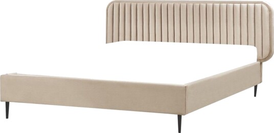 Dubbelsäng Beliani Brin med lamellram Beige Svart 140x200 cm Taupe 160x200