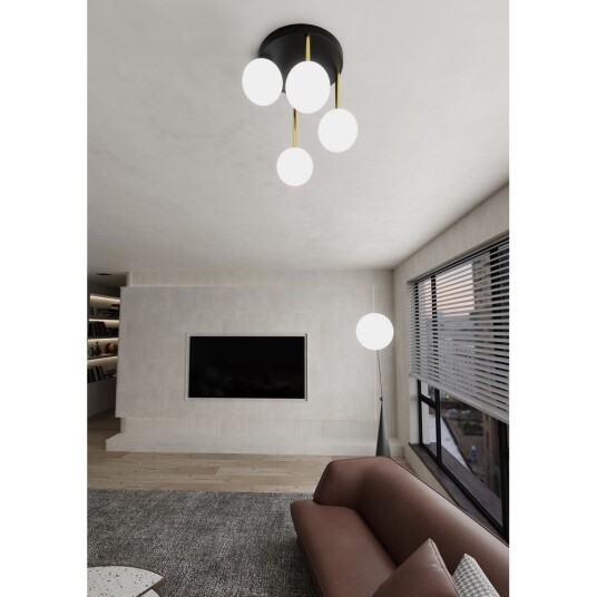 Dolce 4 Sort/Opal taklampe Ø14 cm E14 230V uten lyskilde