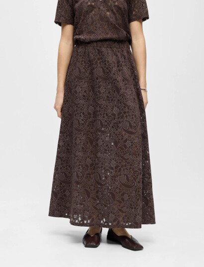 Object Objbianca Mw Lo Long Skirt Noos   Brown   S