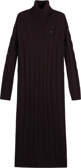 Tommy Hilfiger Soft Wool Cable Roll Nk Ls Dress CHOCOLATE M Tommy Hilfiger Soft Wool Cable Roll Nk Ls Dress CHOCOLATE M