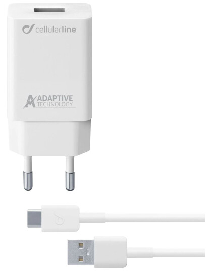 CellularLine 15W Strømadapter Micro-USB m/kabel - Hvit CellularLine 15W Strømadapter Micro-USB m/kabel - Hvit