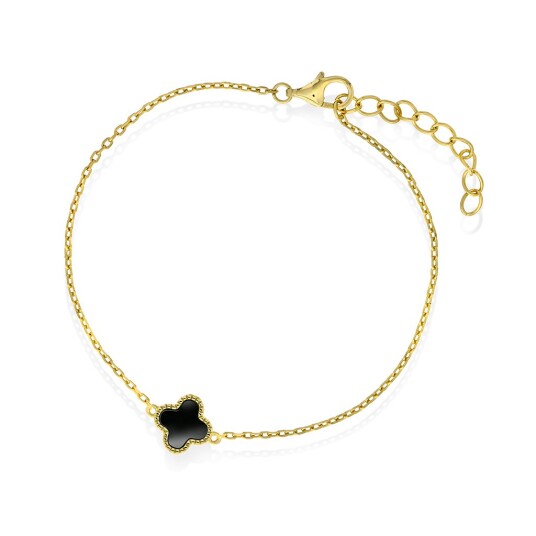 Pan Jewelry, Kløver armbånd i 925 forgylt sølv med syntetisk agat