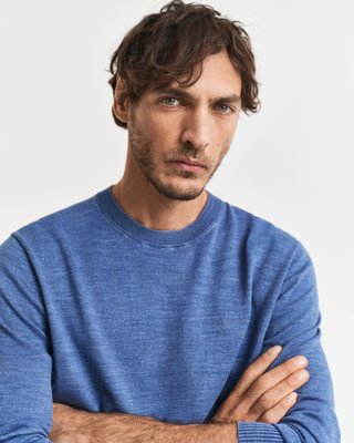 Gant Solbleket genser med rund hals PERSIAN BLUE L Gant Solbleket genser med rund hals PERSIAN BLUE L
