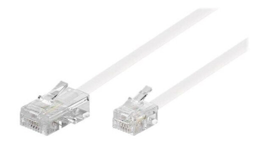 Pro 3m Telefonkabel RJ-11 Hann til Hann Hvit Pro 3m Telefonkabel RJ-11 Hann til Hann Hvit