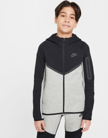 Nike Hettegenser NSW Tech Fleece FZ   Mørkegrå/Svart Barn størrelse XS: 122 128 cm