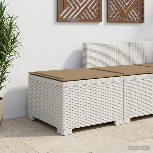 vidaXL 1 seters Hage Sofa med Pute Rattan Utseende PP Hvit
