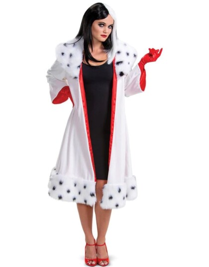Lisensiert Cruella de Vil Kostymekåpe og Hansker til Dame Large