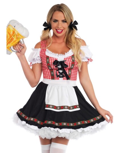 Svart og Rød Oktoberfestkostyme til Dame Strl XL