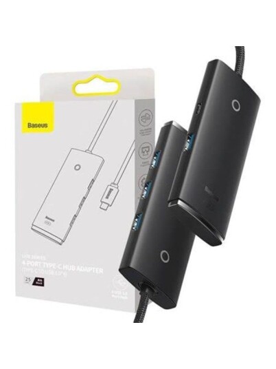 Baseus Lite Series Hub 4in1 USB-C to 4x USB 3.0 + USB-C 25cm (Black) USB-hub - USB 3.0 - 4 porter - Svart Baseus Lite Series Hub 4in1 USB-C to 4x USB 3.0 + USB-C 25cm (Black) USB-hub - USB 3.0 - 4 porter - Svart