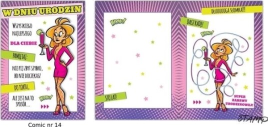 Kortsett Karnet Comic B6 + Konvolutt Mønster Nr. 14 Bursdag