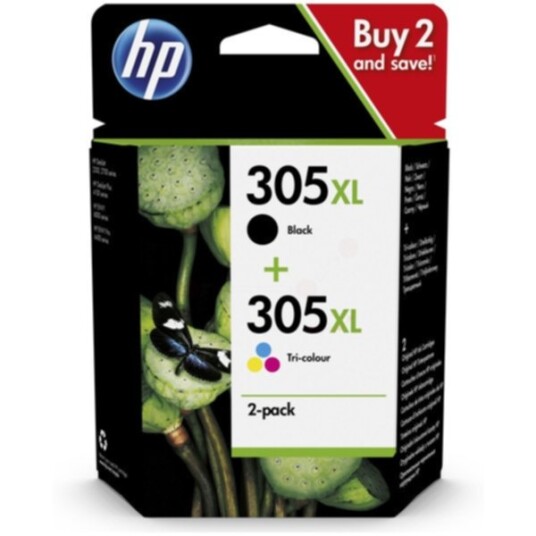HP 6ZA94AE HP 305 XL 3-farger & svart Blekkpatron 2-pack