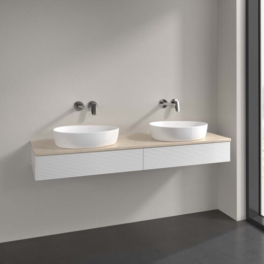 Villeroy & Boch Antao Servantskap med 2 skuffer 160x50x19 cm u/lys Hvit Blank/Crème Villeroy & Boch Antao Servantskap med 2 skuffer 160x50x19 cm u/lys Hvit Blank/Crème