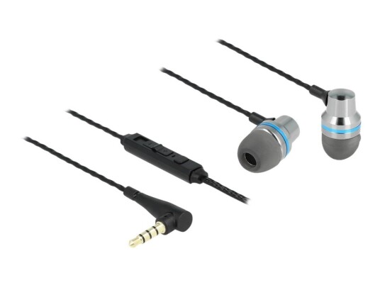 Delock - Ørepropper Med Mikrofon - I Øret - Kablet - 3,5 Mm Jakk - Grå, Svart Delock - Ørepropper Med Mikrofon - I Øret - Kablet - 3,5 Mm Jakk - Grå, Svart