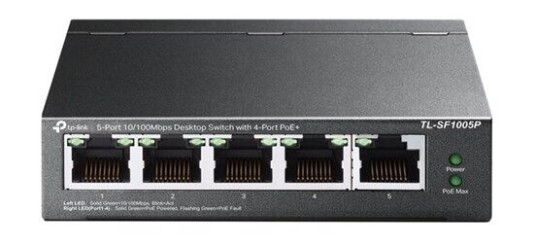 TP-Link TL-SF1005P 5-Port 10/100Mbps Desktop Switch with 4-Port PoE+ (58W) (6935364083199)