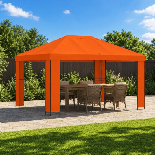 vidaXL Paviljong 4 × 3 m Oransje Polyester og stål 190 gsm