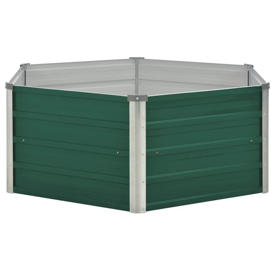 vidaXL Forhøyet hagebed 129x129x46 cm galvanisert stål grønn