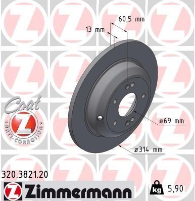 Bremseskive ZIMMERMANN 320.3821.20 Bremseskive ZIMMERMANN 320.3821.20