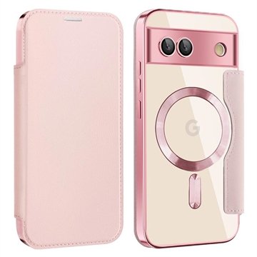 Google Pixel 8a Flip-deksel med kortspor MagSafe-kompatibel Rosa