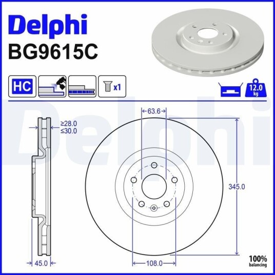 DELPHI BG9651C Bremseskive DELPHI BG9651C Bremseskive