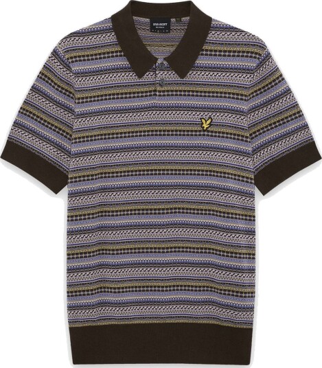 Lyle & Scott Fairisle Short Sleeve Polo Brown XL