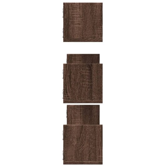 Vegghyller 3 stk brun eik 80x18x18 cm konstruert tre 8721158361615