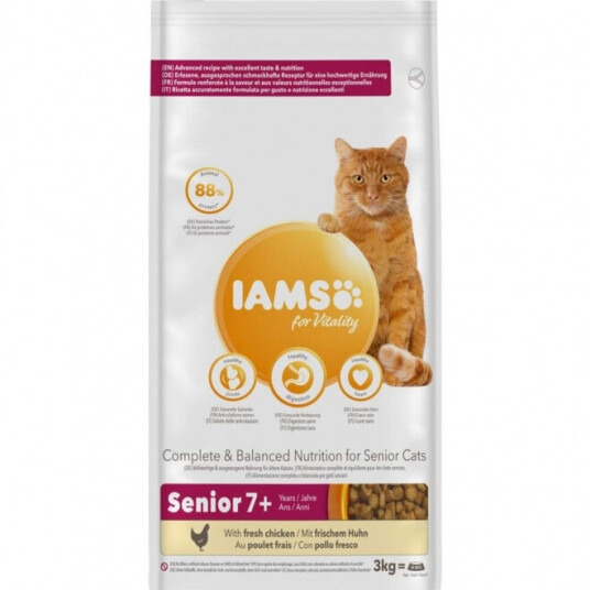 Iams Kattemat Senior Tørrfôr Kylling 3 kg - Vitalitet & Leddhelse