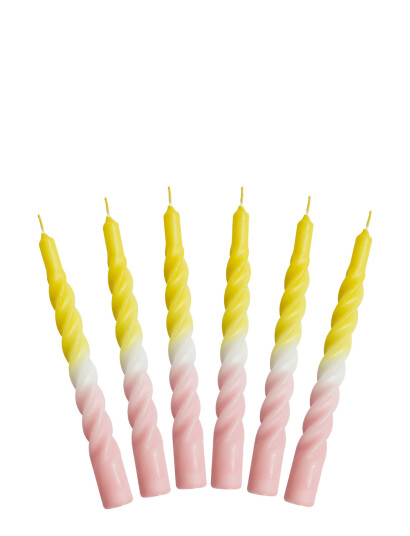 Kunstindustrien Twisted Candles, 6 Piece Box, Multi Colored - Multi/patterned - ONE SIZE