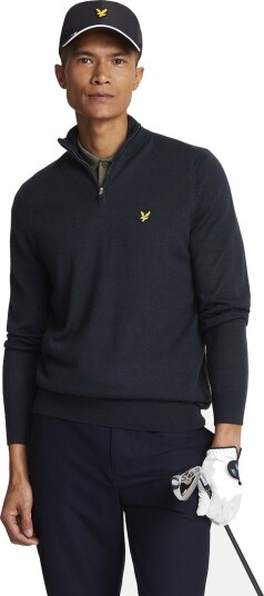 Golf Quarter Zip Merino Jumper Dark Navy S  Strikkede