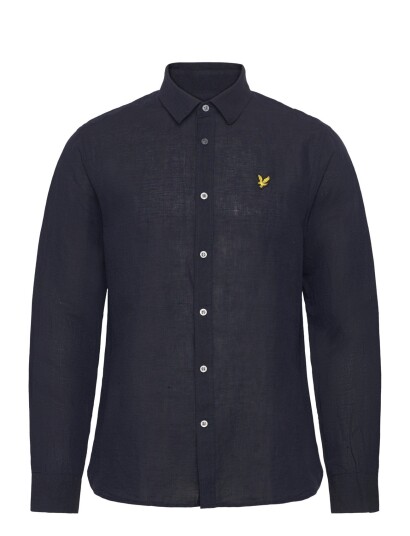 Lyle & Scott Long Sleeve Linen Blend Shirt   Navy   M