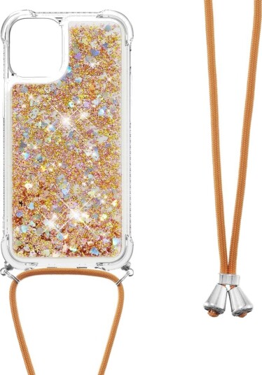 Trolsk Mobildeksel Glitter med Nakkestropp (iPhone 13) Gull