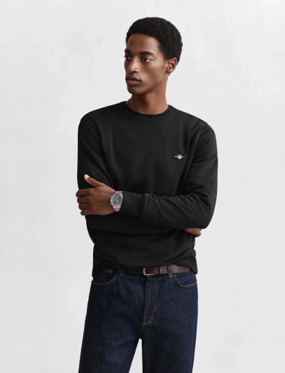 GANT Reg Shield C-Neck Sweat - Black - XXXL GANT Reg Shield C-Neck Sweat - Black - XXXL