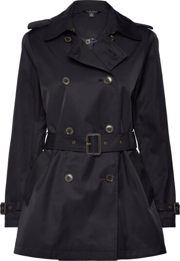 Lauren Ralph Lauren Double Breasted Cotton Blend Trench Coat Navy S