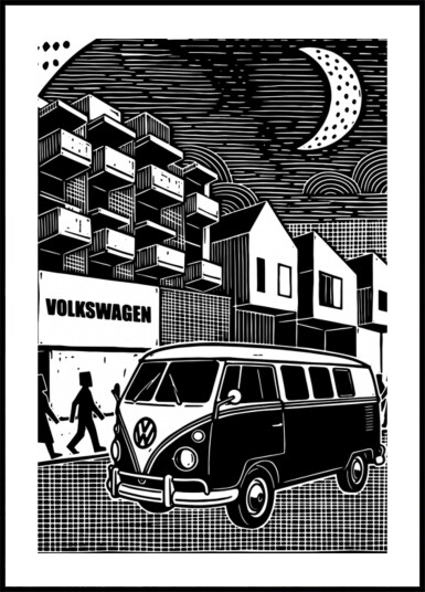 Vintage Van City Night Plakat / 50x70 Vintage Van City Night Plakat / 50x70