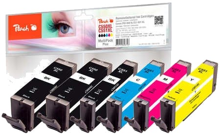Peach Pi100-188, Kompatibel, Svart, Cyan, Fiolblå, Foto Sort, Gult, Canon, Multi Pack, Pixma Ip 7200 Series, Pixma Ip 7240, Pixma Ip 7250, Pixma Ip 8700 Series, Pixma Ip 8720, Pixma Ip..., 6 Stykker