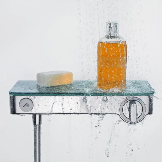 Hansgrohe ShowerTablet Select 300 Med integrert glasshylle, Krom