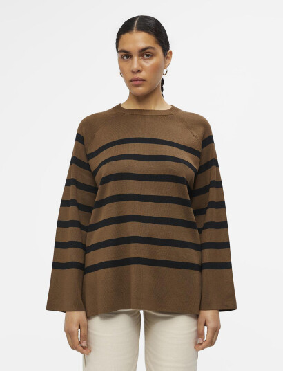Object Objester Ls Knit Top Noos - Brown - XS Object Objester Ls Knit Top Noos - Brown - XS