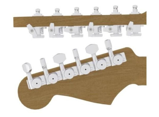 Hipshot Locking Tuner Kit 6-In-Line, Staggered Posts - Chrome