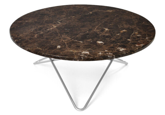 Ox Denmarq O Table salongbord marmor brun, rustfritt stativ