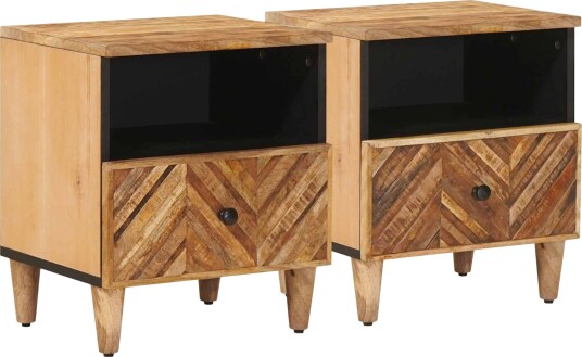  Nattbord 2 pcs Brun 50 x 33 x 60 cm Massiv mango tre