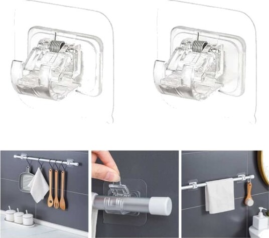 2 pack selvklebende gardinstangholder for stolpen